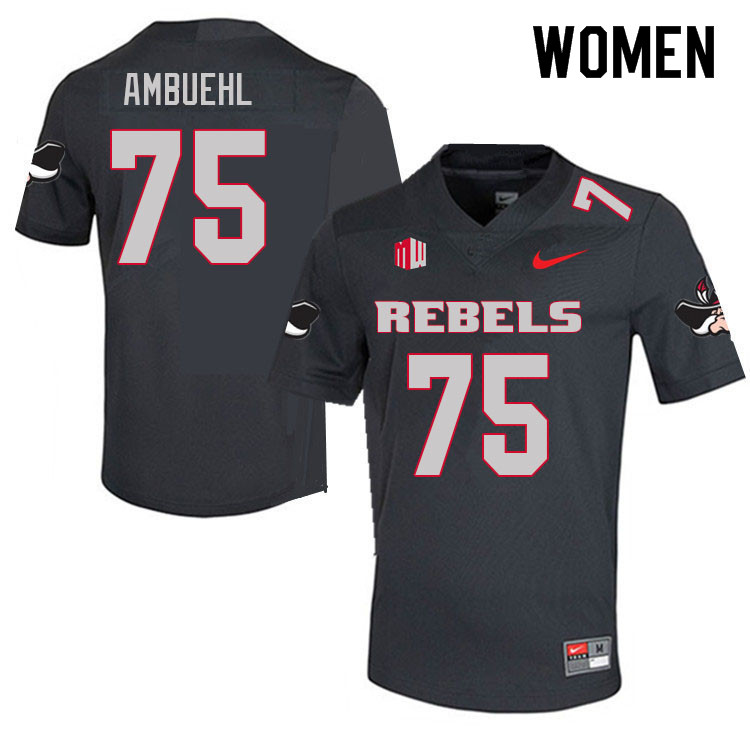 Women #75 Anton Ambuehl UNLV Rebels College Football Jerseys Sale-Charcoal - Click Image to Close